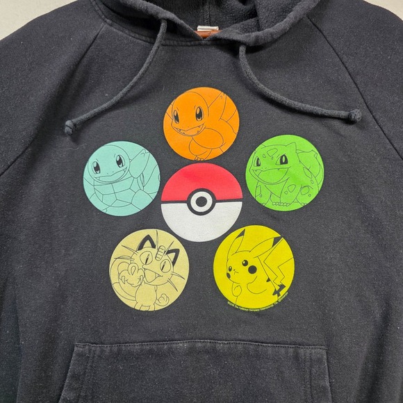 Pokemon Men's Hoodie M Pokeball Pikachu Squirtle Bulbasaur Charmander Meowth - Picture 3 of 8